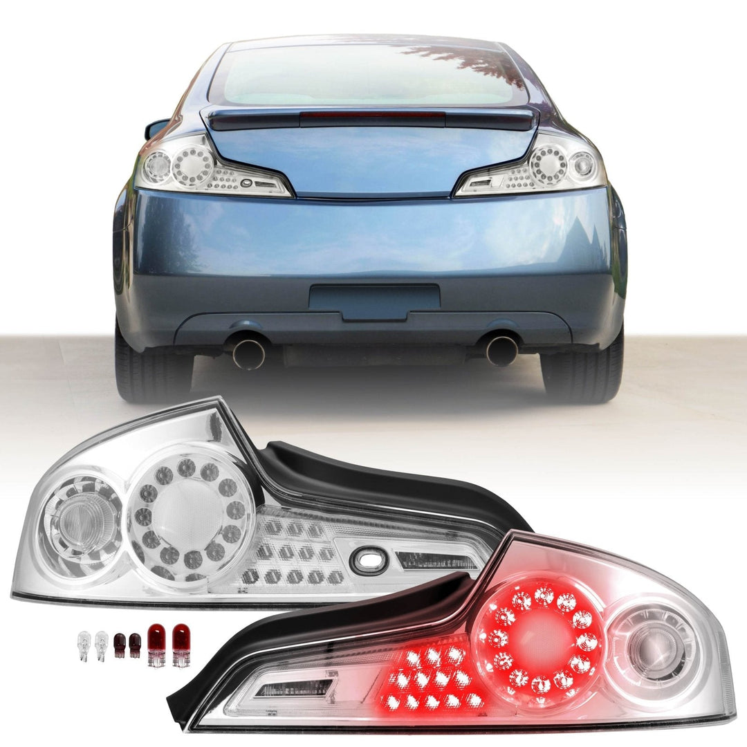 2006 - 2007 Infiniti G35 2 Door Coupe All Clear Lens LED Tail Lights