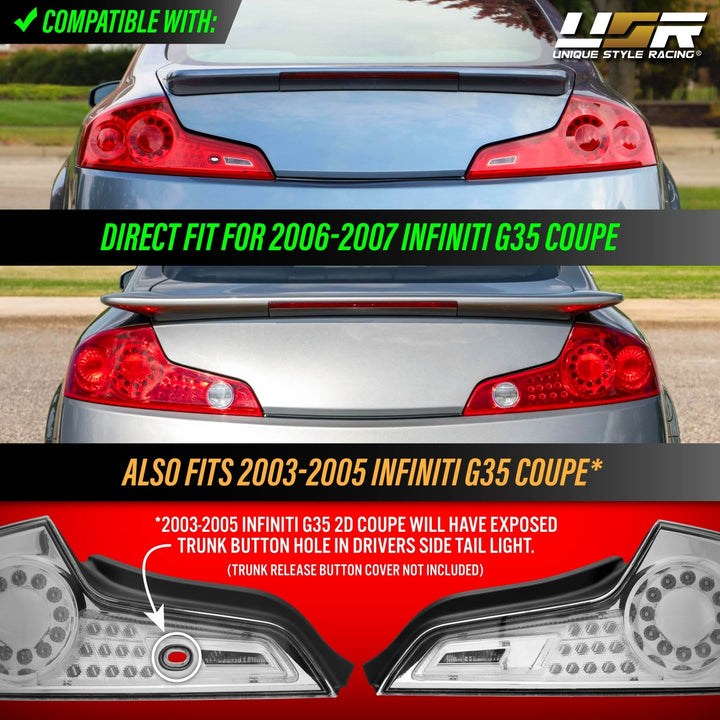 2006 - 2007 Infiniti G35 2 Door Coupe All Clear Lens LED Tail Lights