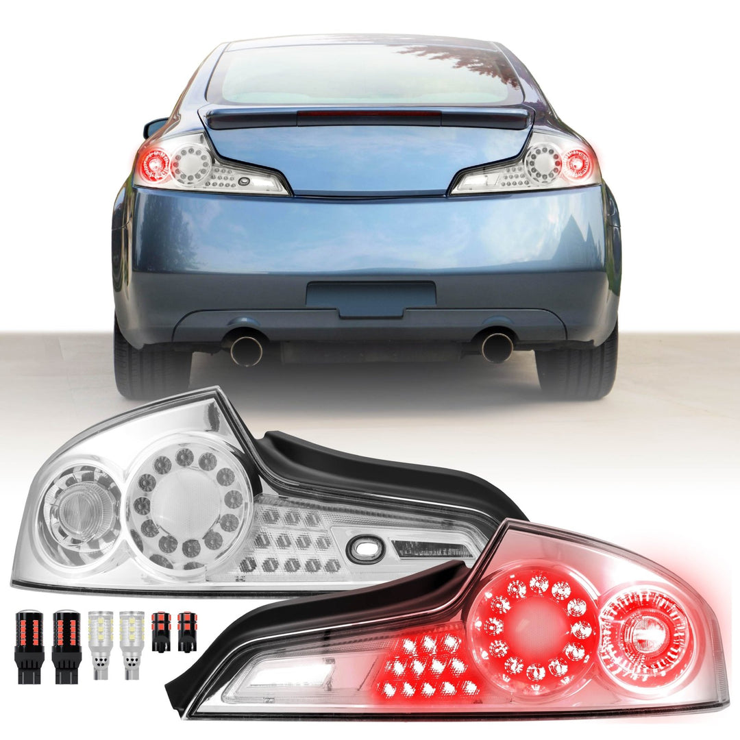 2006 - 2007 Infiniti G35 2 Door Coupe All Clear Lens LED Tail Lights