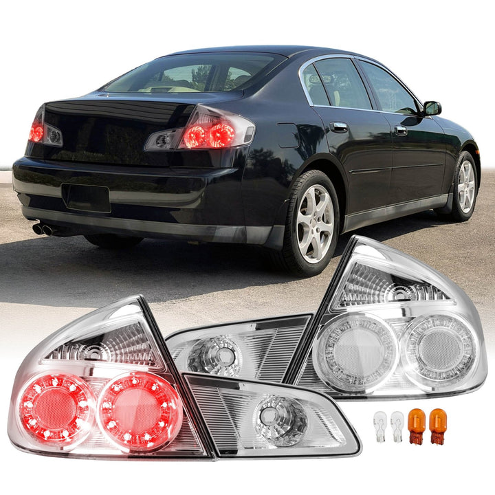 2005 - 2006 Infiniti G35 4 Door Sedan All Clear Lens 4 Piece Tail Lights