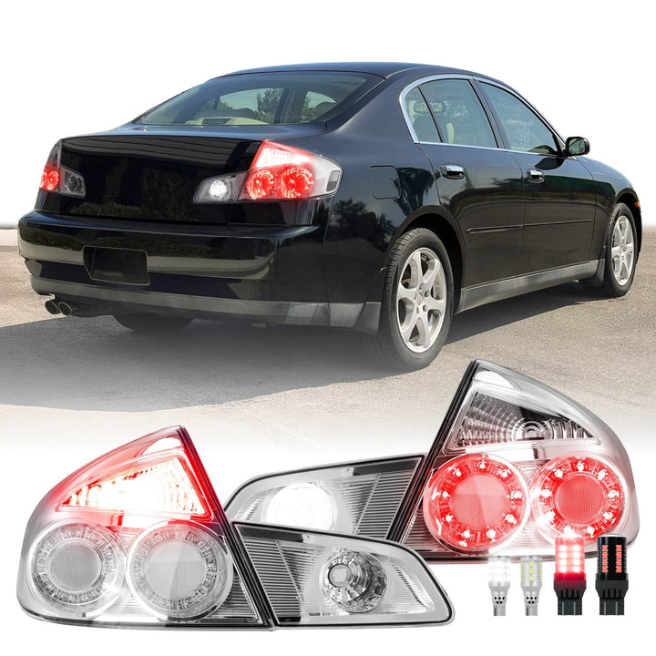 2005 - 2006 Infiniti G35 4 Door Sedan All Clear Lens 4 Piece Tail Lights