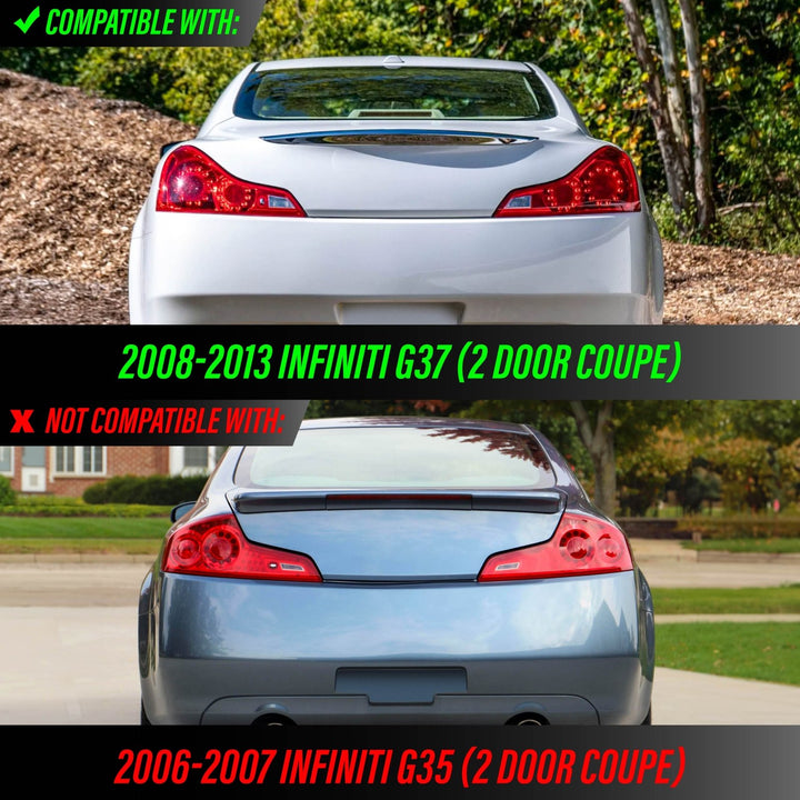 2008 - 2013 Infiniti G37 2 Door Coupe All Clear Lens Tail Lights