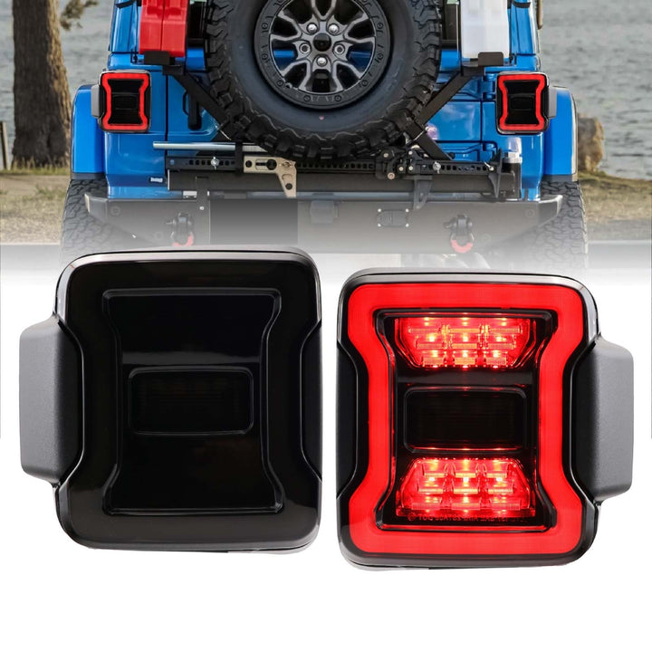 2018-2024 Jeep Wrangler JL Smoke Lens LED Tail Light Upgrade for Stock Halogen Models