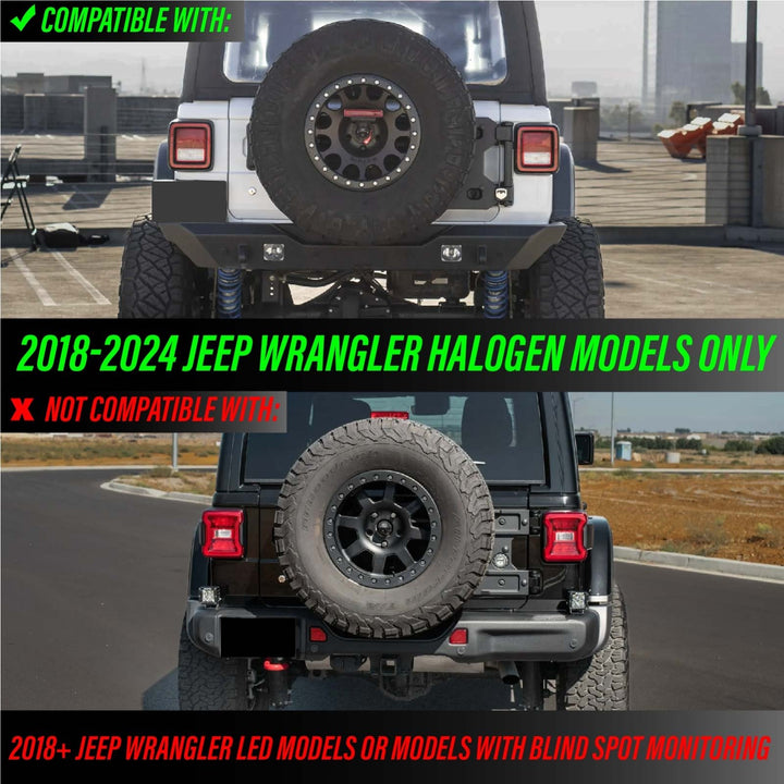 2018-2024 Jeep Wrangler JL Smoke Lens LED Tail Light Upgrade for Stock Halogen Models