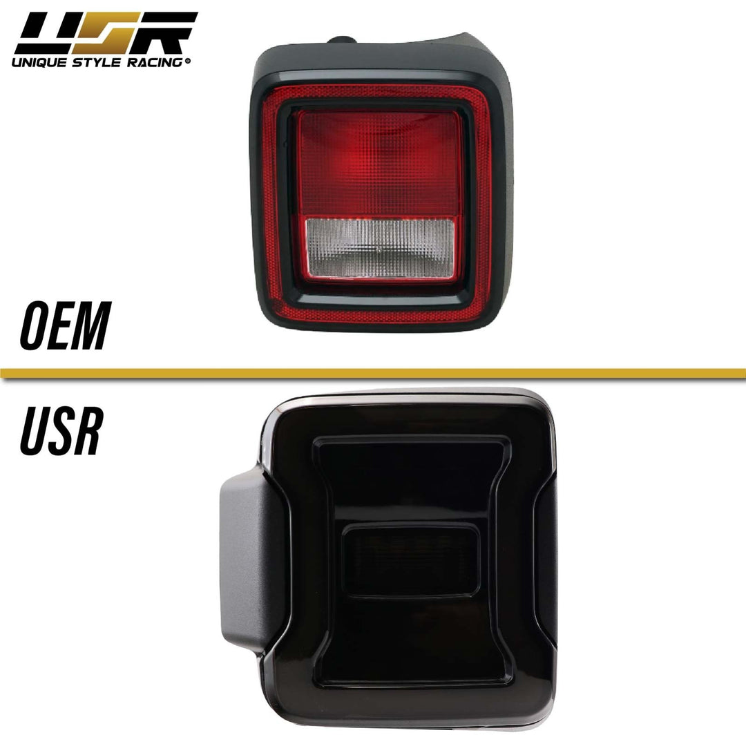 2018-2024 Jeep Wrangler JL Smoke Lens LED Tail Light Upgrade for Stock Halogen Models