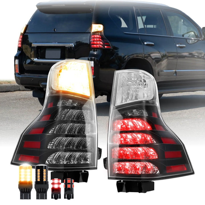 2010 - 2023 Lexus GX460 Black Housing All Clear Lens LED Upgrade Tail Lights