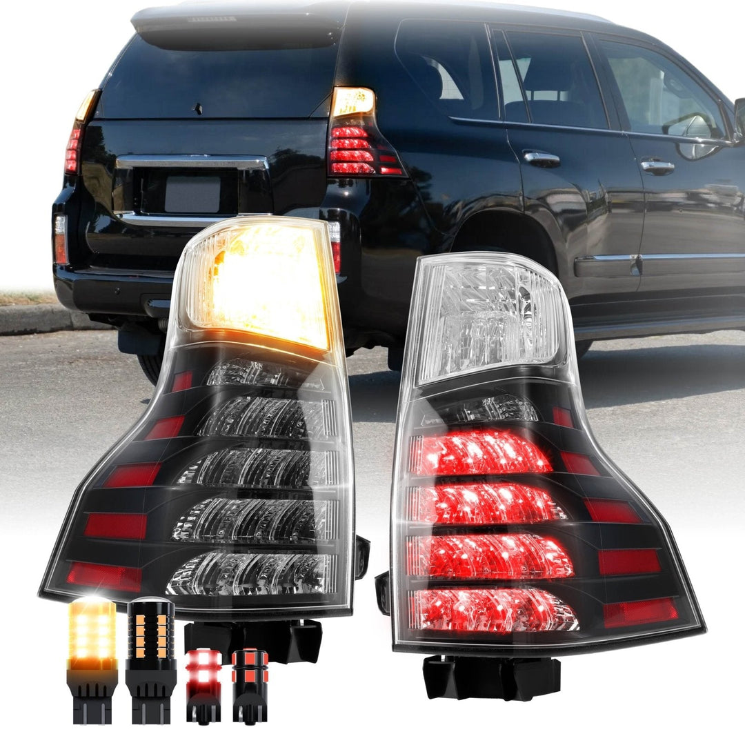 2010 - 2023 Lexus GX460 OE F - Sport Style Black Housing All Clear Lens LED Upgrade Tail Lights