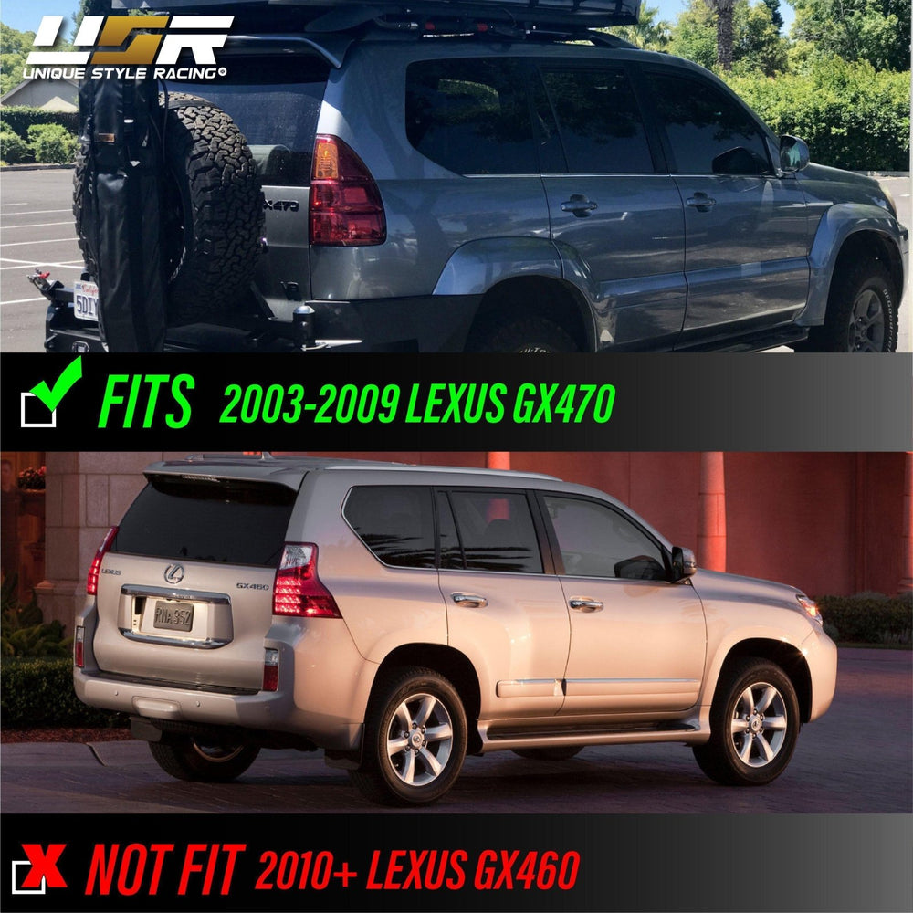 2003 - 2009 Lexus GX470 JDM Style Matte Black Housing with Light Smoke Lens LED Tail Lights