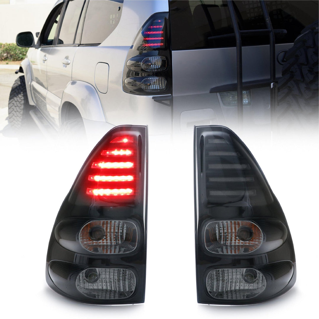 2003 - 2009 Lexus GX470 JDM Style Matte Black Housing with Light Smoke Lens LED Tail Lights