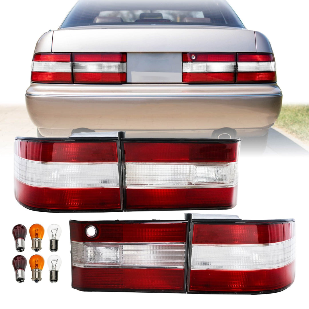 1990 - 1994 Lexus LS400 JDM Style Red / Clear Lens 4 Piece Tail Light