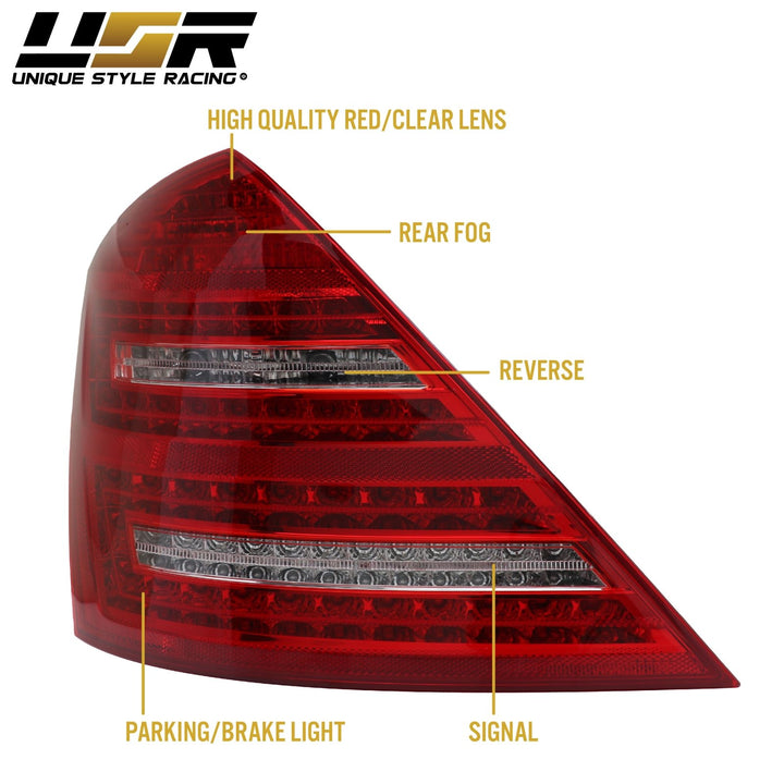 2007 - 2009 Mercedes S Class W221 Facelift Style Red/Clear LED Rear Tail Light