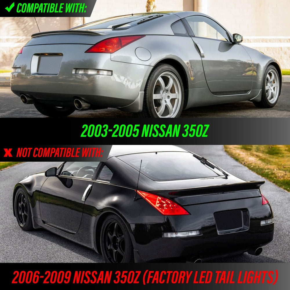 2003 - 2005 Nissan 350Z Z33 JDM 'Z' Shaped Black / Clear Monochrome Lens LED Tail Light