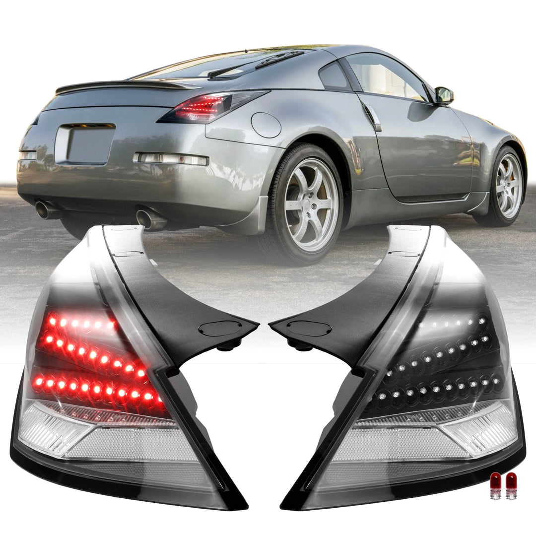 2003 - 2009 Nissan 350Z Z33 JDM 'Z' Shaped Black / Clear Monochrome Lens LED Tail Light