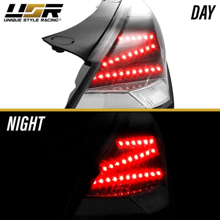 2003 - 2009 Nissan 350Z Z33 JDM 'Z' Shaped Black / Clear Monochrome Lens LED Tail Light