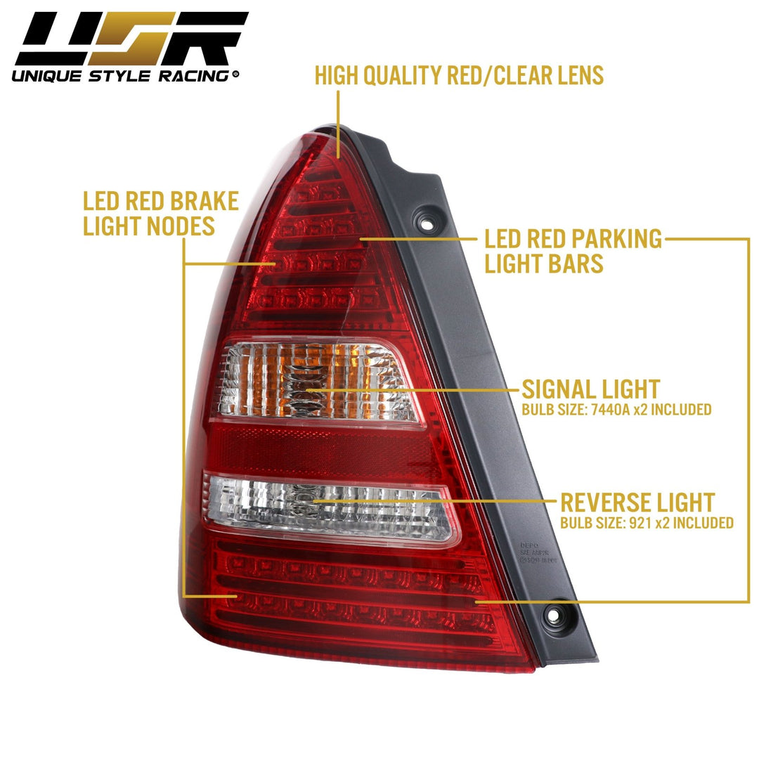 2003 - 2008 Subaru Forester JDM Style Red / Clear Lens LED Tail Lights