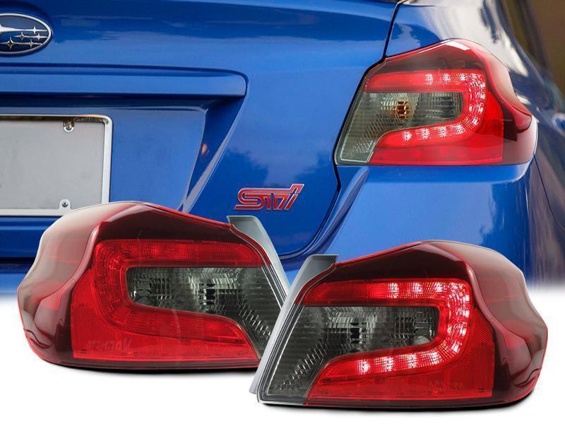 2015 - 2020 Subaru WRX JDM Style Dark Red Smoke Rear LED Tail Light Set