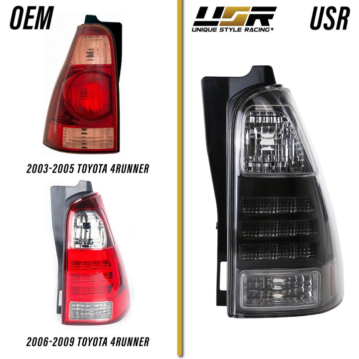 2003 - 2009 Toyota 4Runner TRD Style Black Housing Smoke Lens LED Reflector Tail Lights