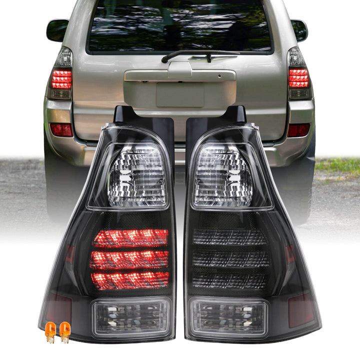 2003 - 2009 Toyota 4Runner TRD Style Black Housing Smoke Lens LED Reflector Tail Lights