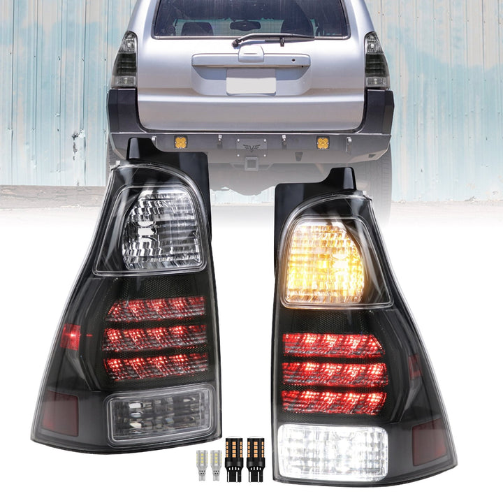 2003 - 2009 Toyota 4Runner TRD Style Black Housing Smoke Lens LED Reflector Tail Lights