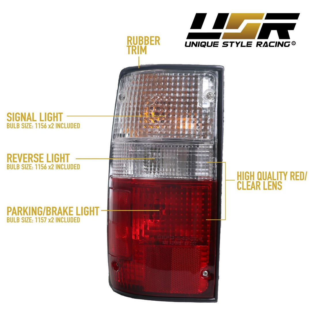 1989 - 1995 Toyota Pickup Truck 2WD / 4WD Red / Clear or Dark Cherry Red Lens Tail Lights