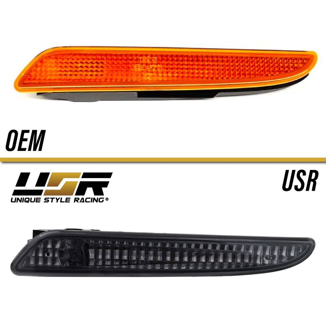 USR 07-09 W211 Side Marker Lights - Front Smoke Bumper Sidemarker Lamps  (Left + Right) Compatible with 2007-2009 Mercedes Benz E Class W211