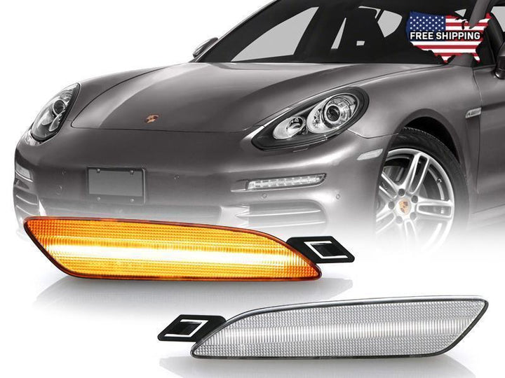 2015-2019 Porsche Cayenne 958 Amber LED Clear or Smoke Lens Front Bumper Side Marker Lights - Made by USR