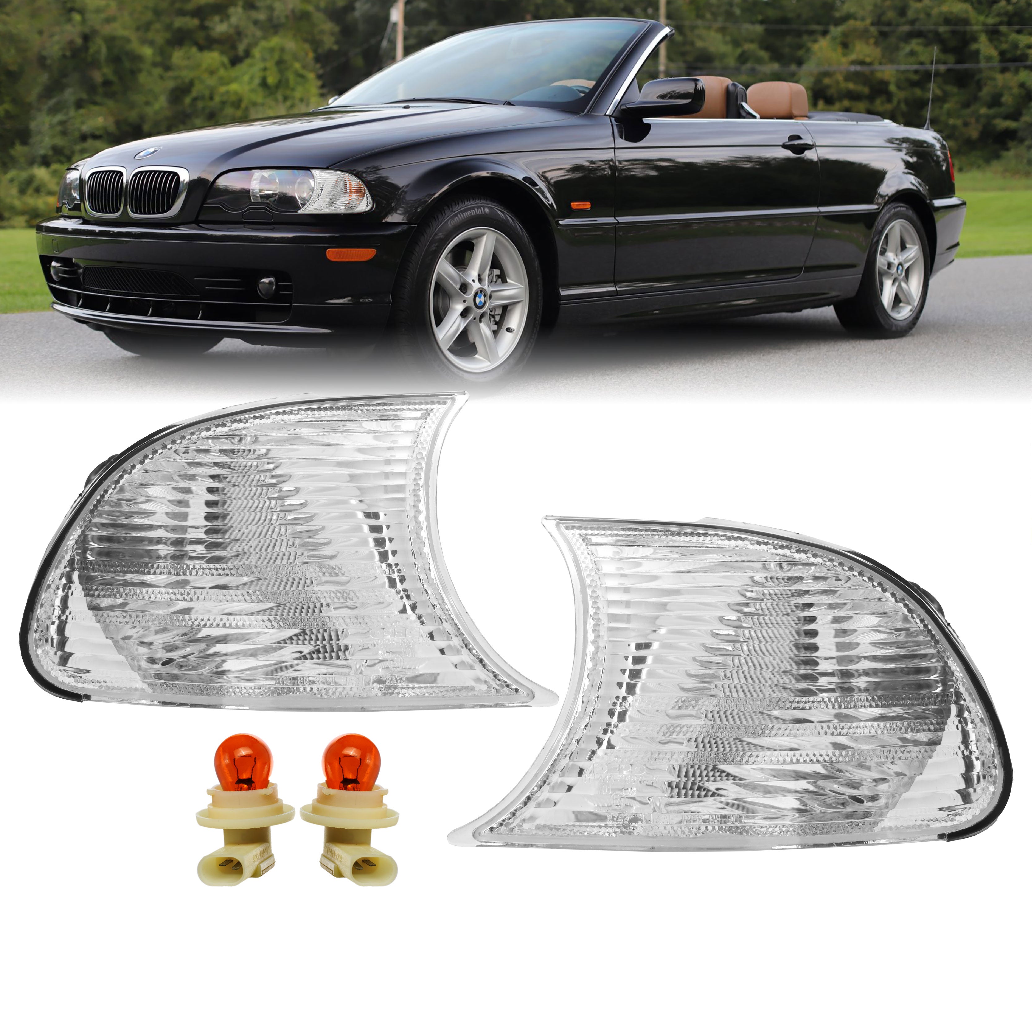 2002-2003 BMW 3 Series E46 2D / Cabrio & 2002-2006 E46 M3 Screw-On Clear or  Smoke Corner Signal Light