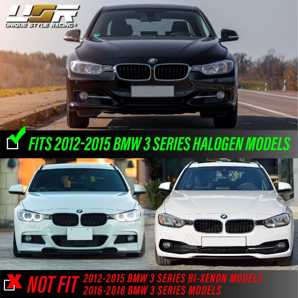 2012-2015 BMW F30 / F31 3 Series 4D Sedan / 5D Wagon Black LED Angel Eyes Halo Rings Projector Headlight - Made by DEPO