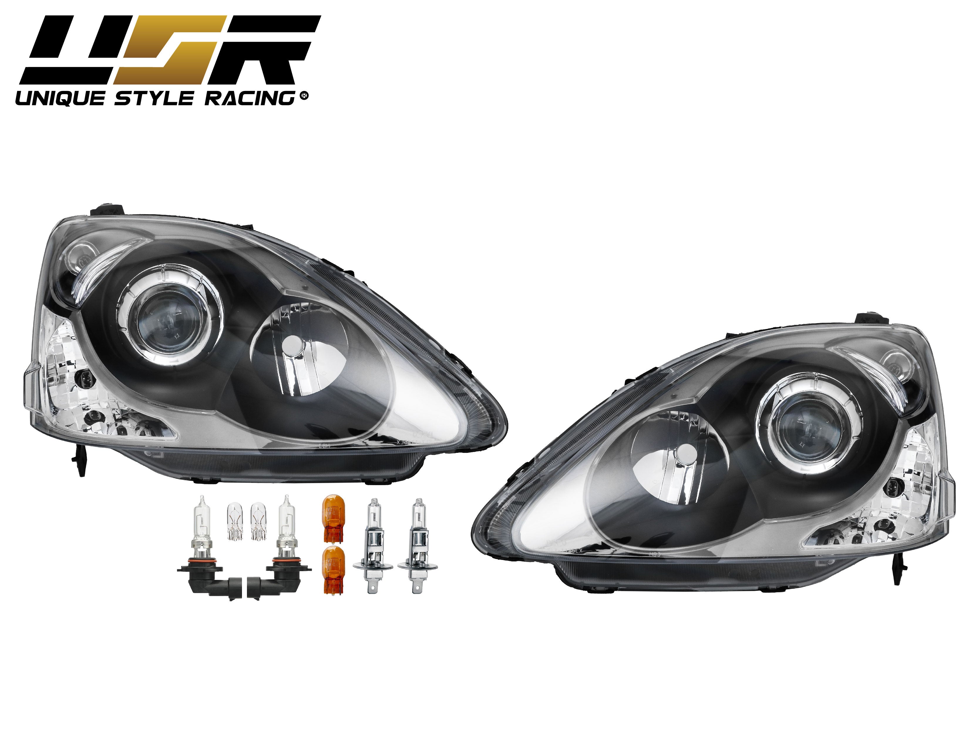 2002-2005 Honda Civic 3D Si / HB / EP3 DM Black Housing Projector Headlight