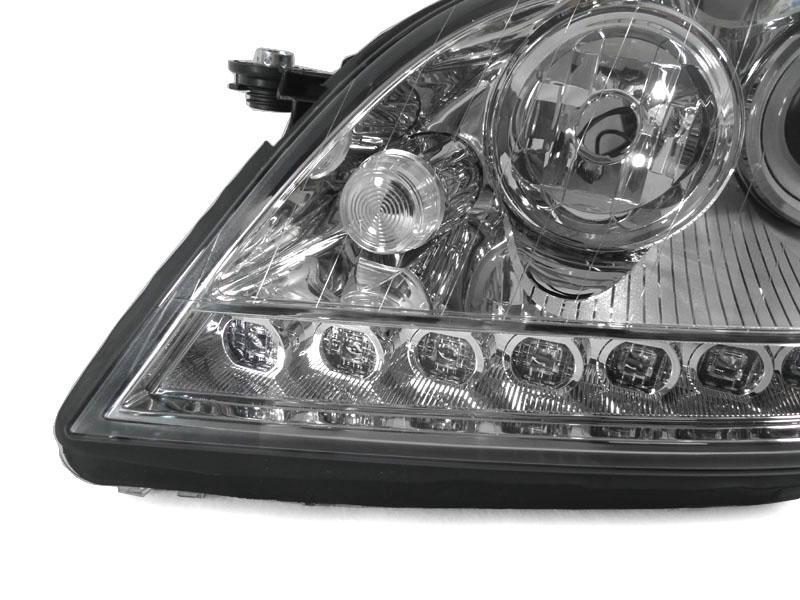 2006-2008 Mercedes Benz M Class W164 White LED Strip Chrome or Black  Housing Projector Headlight For Stock Halogen Model