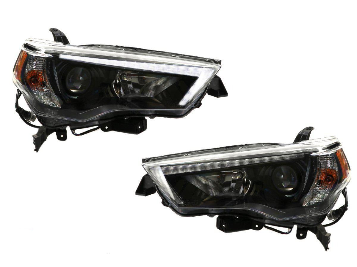 2014-2020 Toyota 4Runner White LED DRL Eyelid Light Bar Black