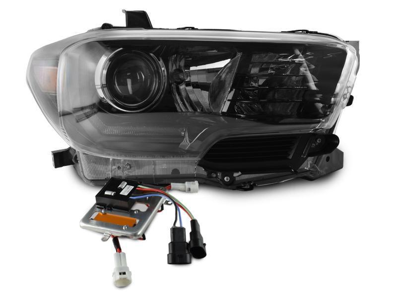 2016-2021 Toyota Tacoma LED DRL TRD Pro Style DEPO Black Projector Headlights For With or Without factory LED DRL models