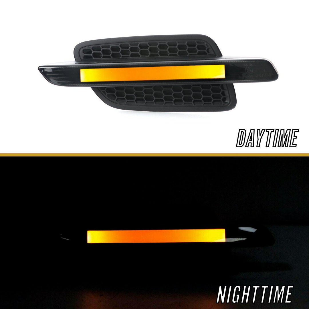 2008-2009 Pontiac G8 DEPO Matte Black Smoke Amber LED Light Bar Fender Side Markers