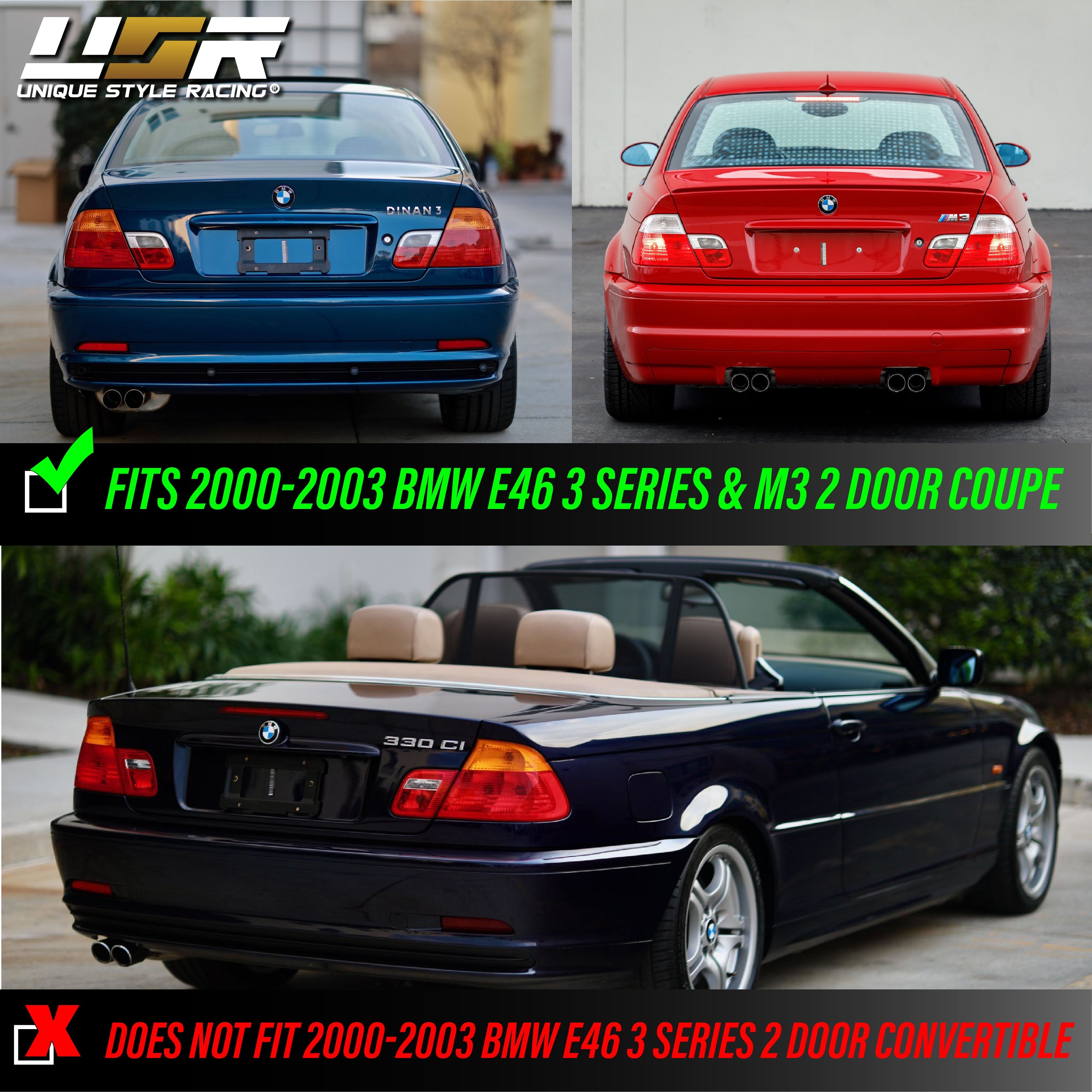 2000-2003 BMW E46 3 Series 2 Door Coupe Red/Clear or Red/Smoke LED