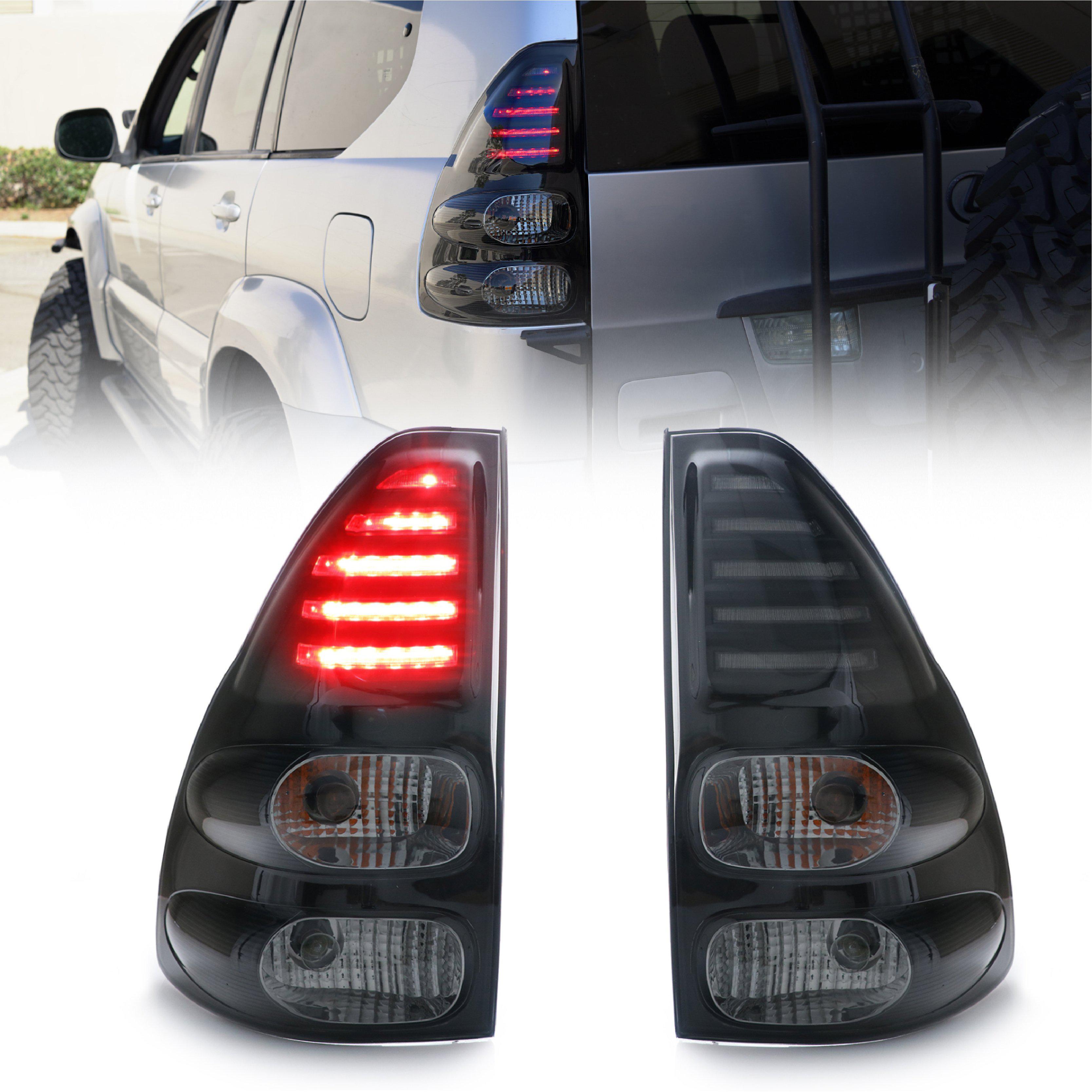 2003-2009 Lexus GX470 JDM Style Matte Black Housing with Light Smoke Lens  LED Tail Lights